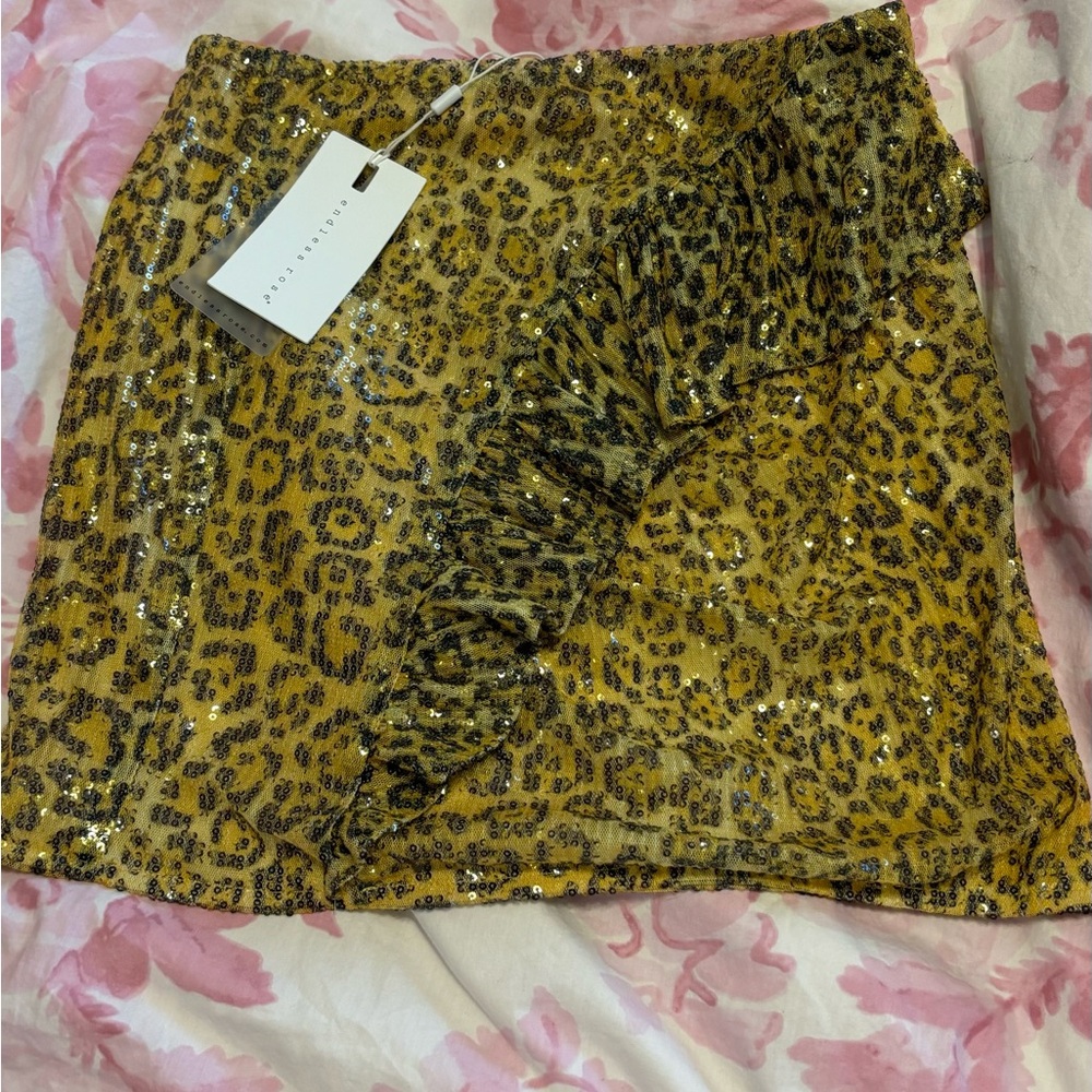 Sequin Leopard Print Skirt